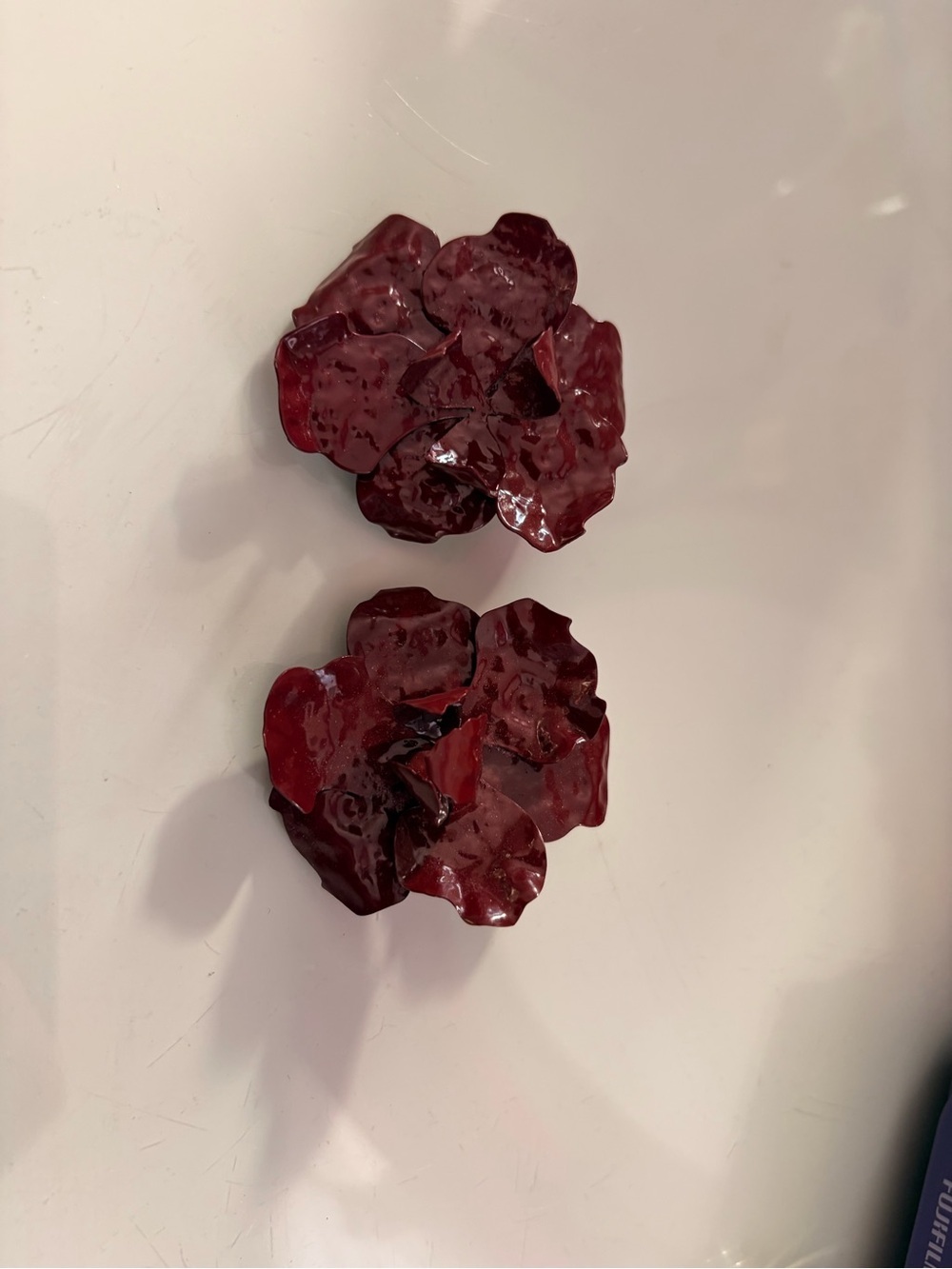 Mango Deep Burgundy Floral Clip-On Earrings